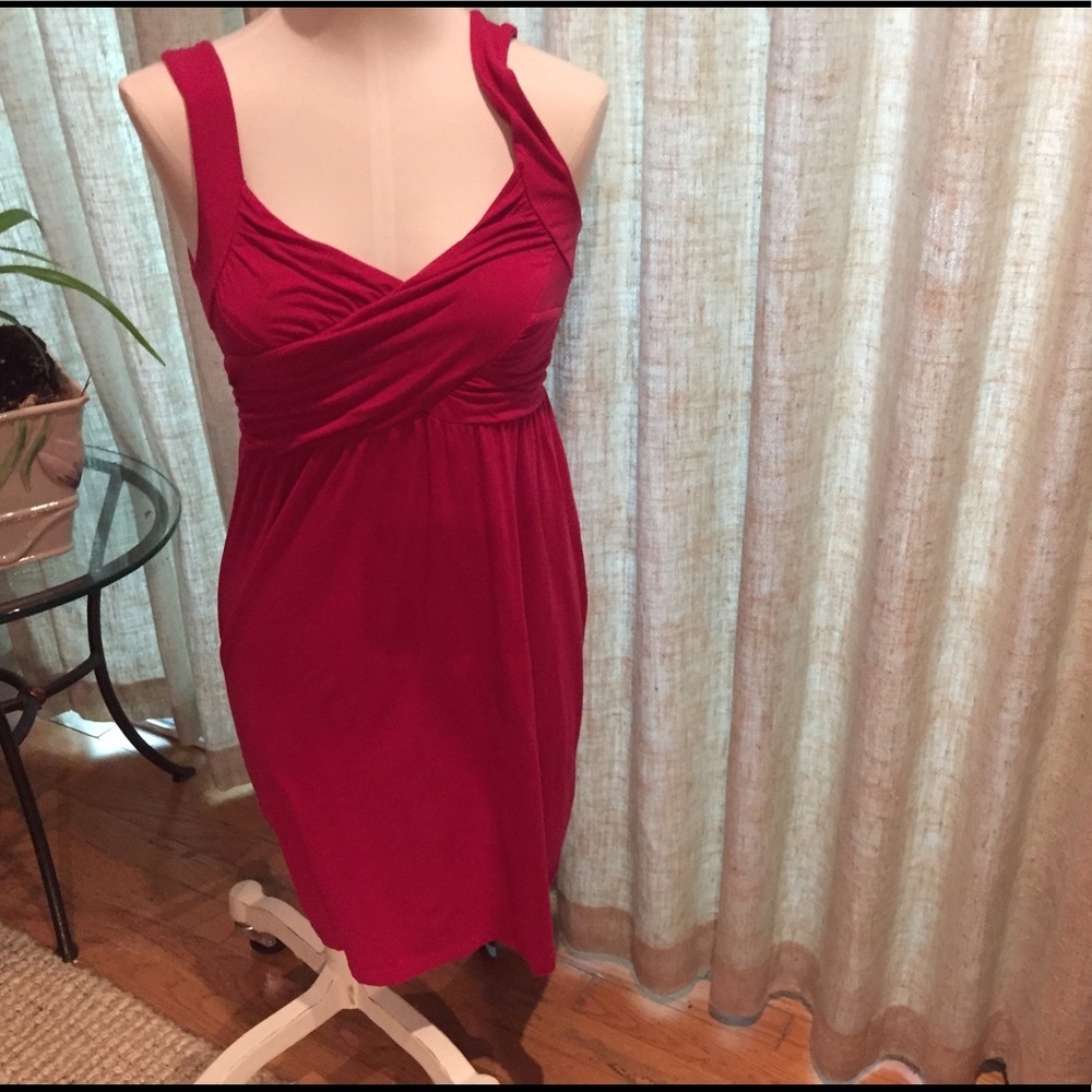 Lilla P Pima Cotton Sleeveless Squared Neck Dress or tunic  S - Red